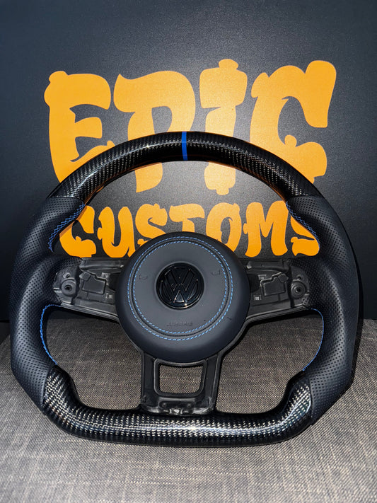 CARBON FIBRE STEERING WHEEL - BLUE