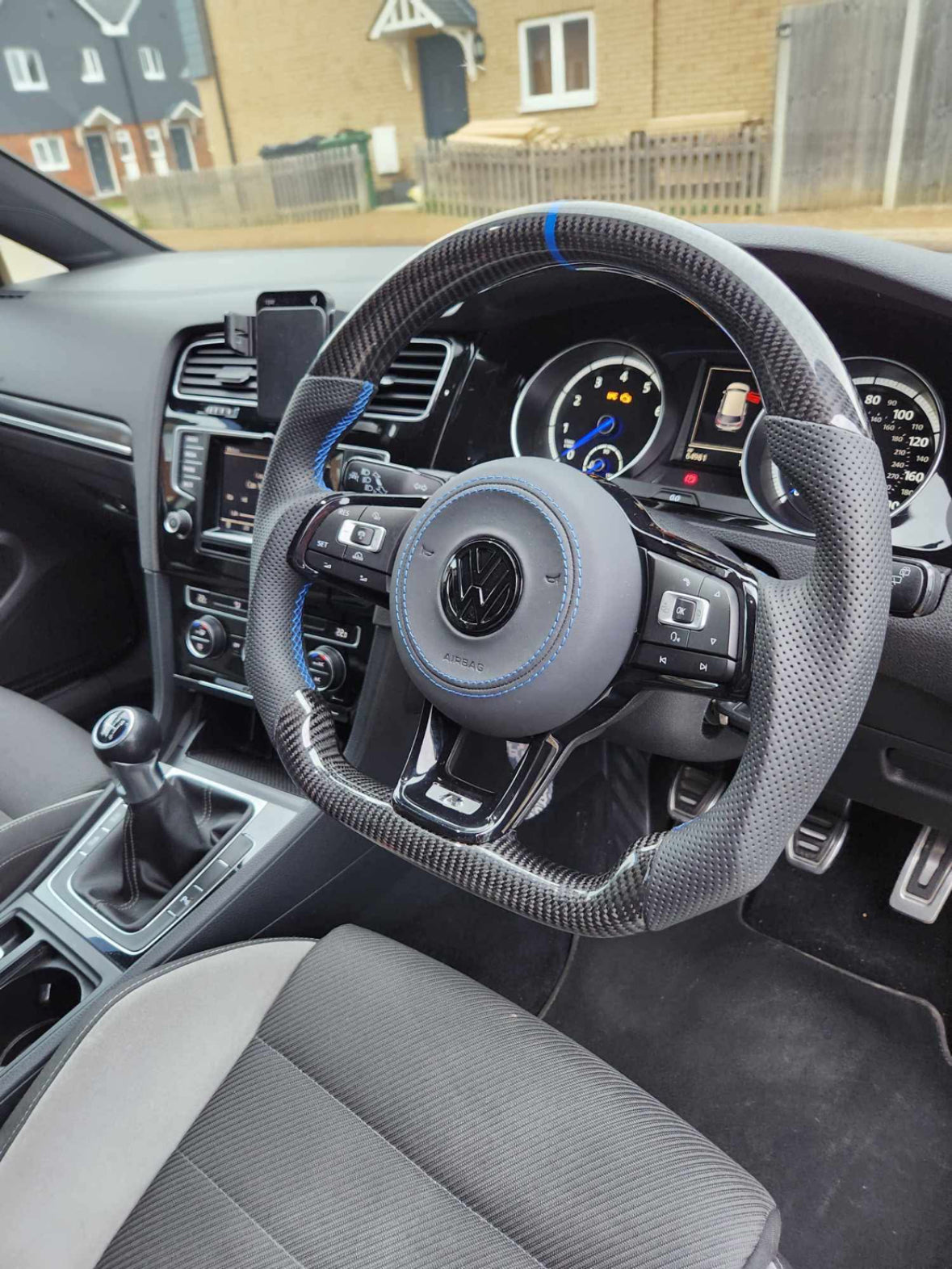 CARBON FIBRE STEERING WHEEL - BLUE