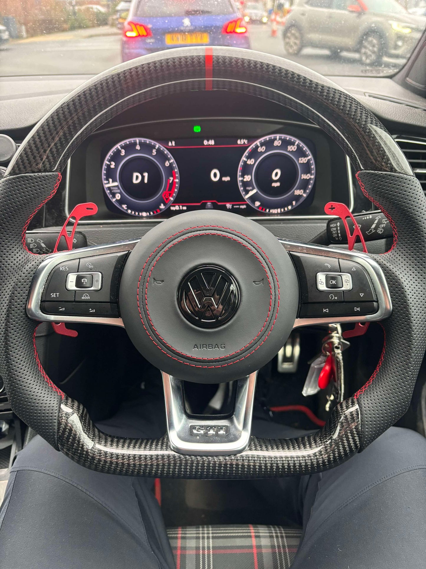 CARBON FIBRE STEERING WHEEL - RED