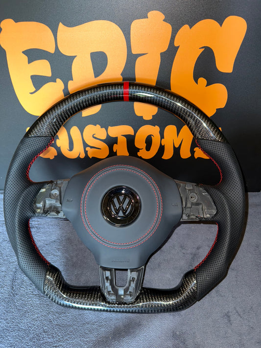 Volkswagen Golf MK6 GTI / R Carbon Fibre Steering Wheel - Red