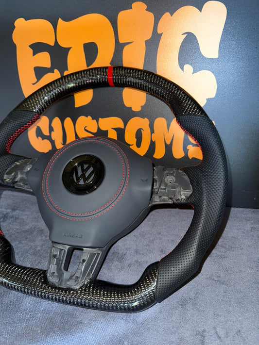 Volkswagen Golf MK6 GTI / R Carbon Fibre Steering Wheel - Red
