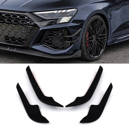 GLOSS BLACK FRONT BUMPER CANARDS SPATS FOR AUDI RS3 8Y PRE-FACELIFT 2020-2024