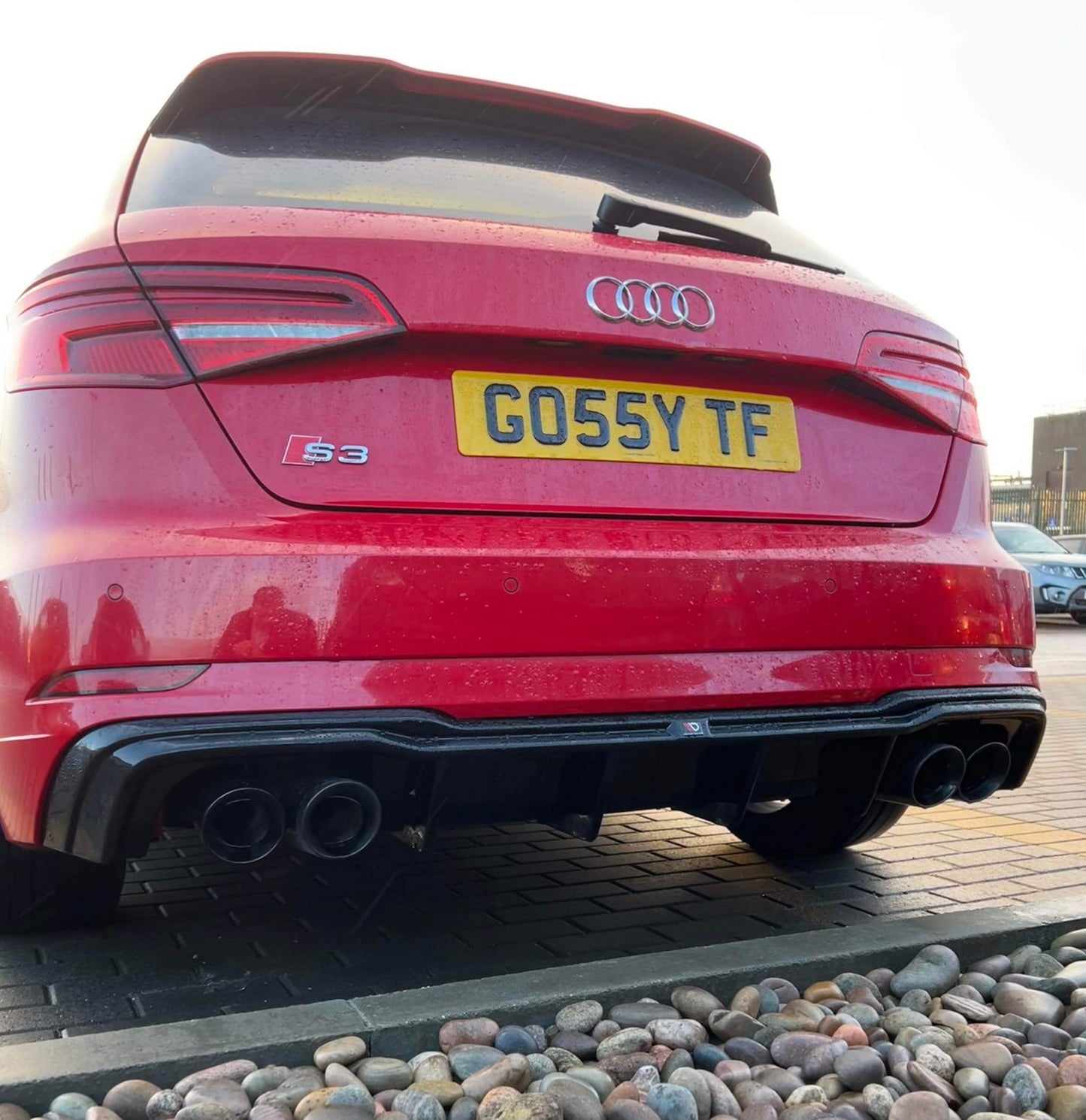 AUDI S3 8V 3.8" SLIP ON EXHAUST TIPS BLACK CHROME